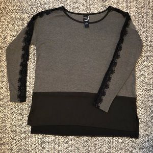 Super Cute Black Lace Sleeve Top